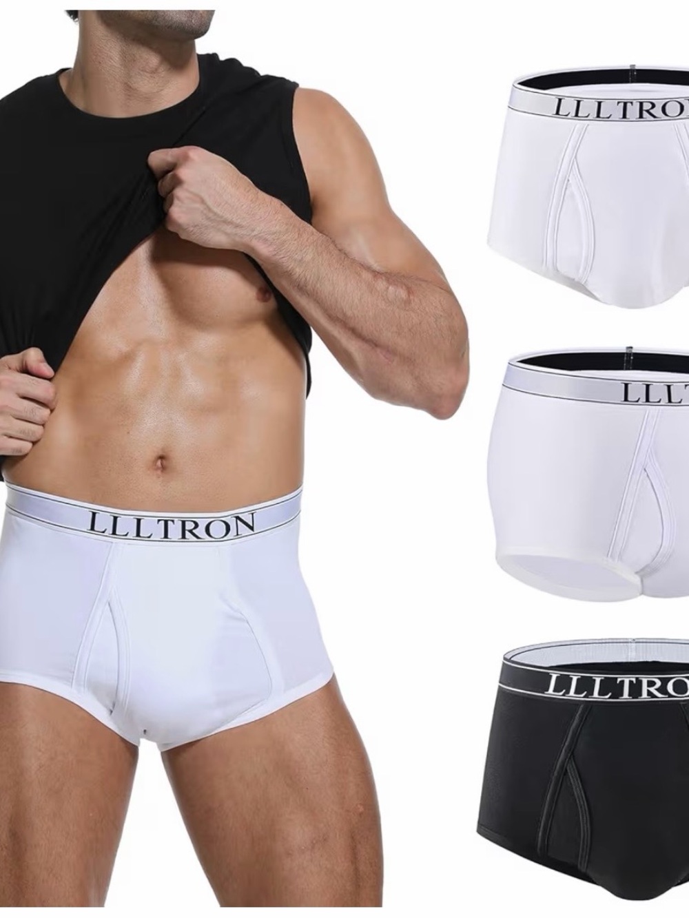 Men's White Cotton-Blend Briefs - 3 Pack